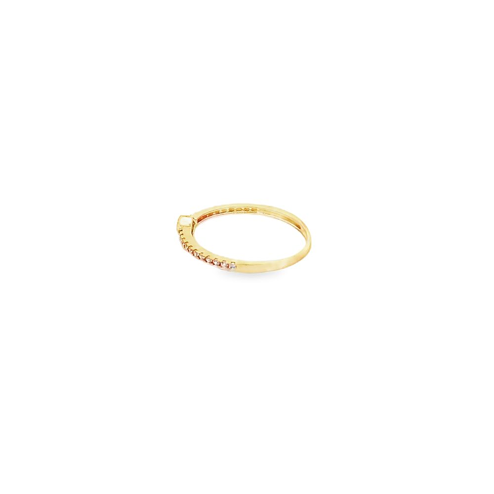 Anillo De Oro Amarillo 18K Cintillo Con Rombo 