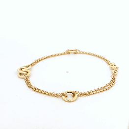 Pulsera De Oro Amarillo 18K Rolo Con Circulos Calados