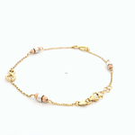 Pulsera De Tres Oro 18K Rolo Con Infinitos Y Esferas