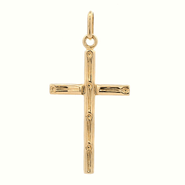 Colgante De Oro Amarillo 18K Cruz Tallada