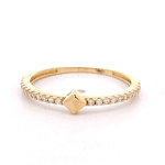 Anillo De Oro Amarillo 18K Cintillo Con Rombo 