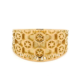 Anillo De Oro Amarillo 18K Calado Hexagonal