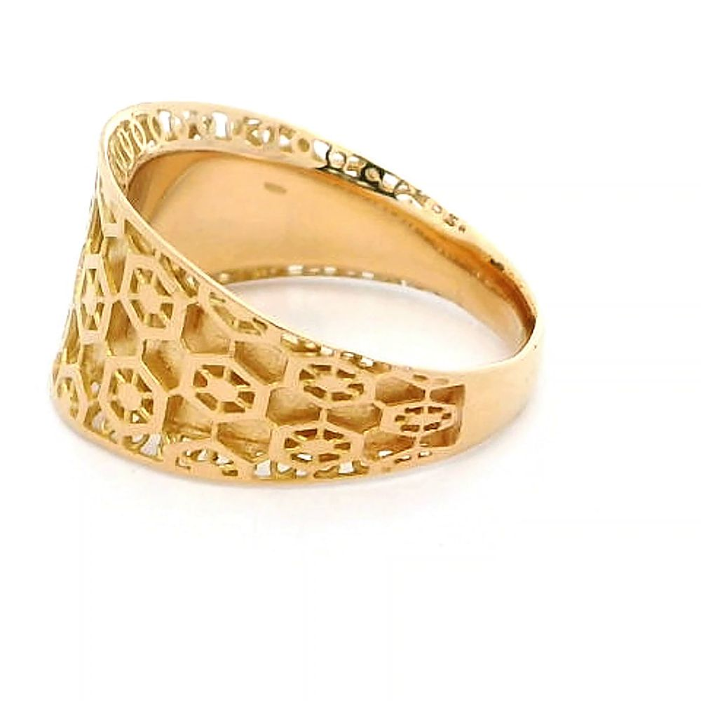 Anillo De Oro Amarillo 18K Calado Hexagonal