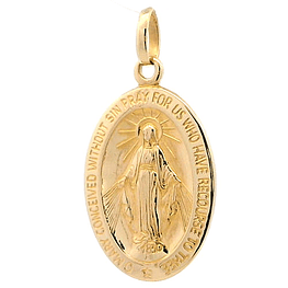 Colgante Oro Amarillo 18K Medalla Religiosa Virgen De La Milagrosa