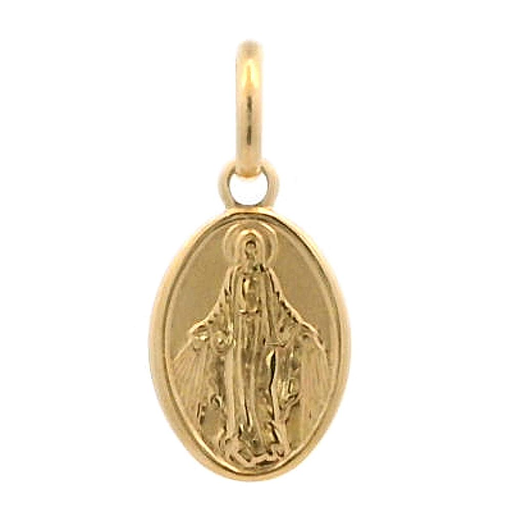 Colgante Oro Amarillo 18K Medalla Religiosa Virgen De La Milagrosa