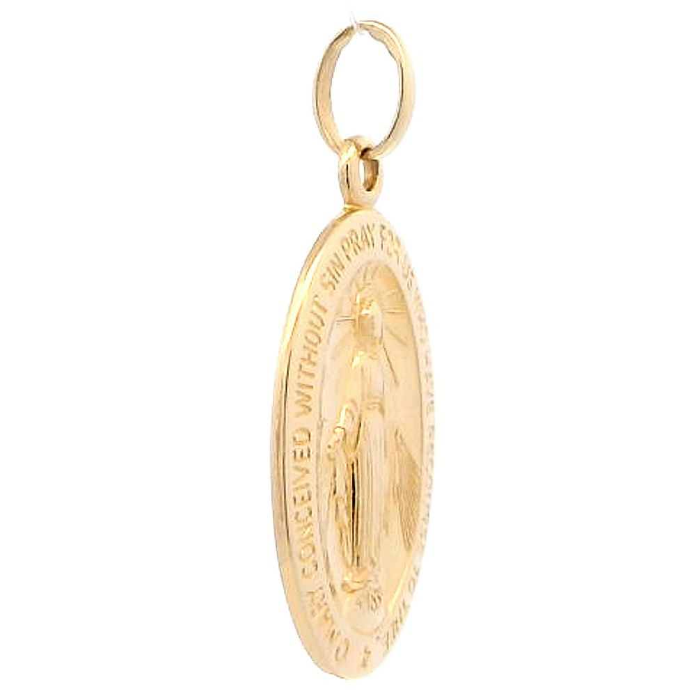 Colgante Oro Amarillo 18K Medalla Religiosa Virgen De La Milagrosa