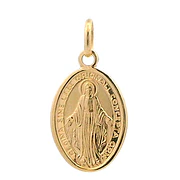 Colgante Oro Amarillo 18K Medalla Religiosa Virgen De La Milagrosa