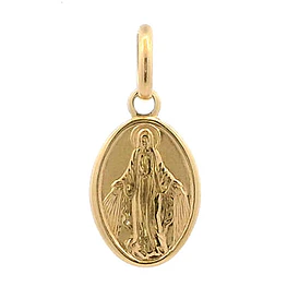 Colgante Oro Amarillo 18K Medalla Religiosa Virgen De La Milagrosa