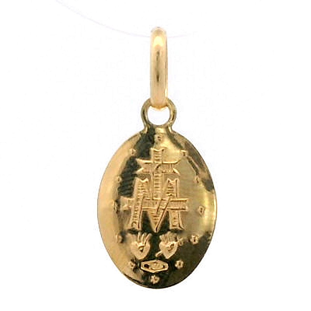 Colgante Oro Amarillo 18K Medalla Religiosa Virgen De La Milagrosa