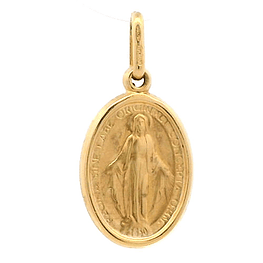 Colgante Oro Amarillo 18K Medalla Religiosa Virgen De La Milagrosa