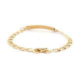 Pulsera Oro Rosado 18K BarbadA Con Placa