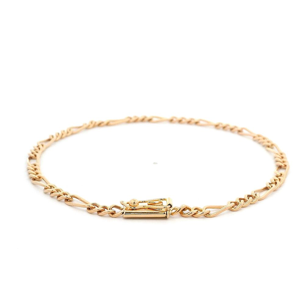 Pulsera Oro Rosado 18K Fígaro 3x1