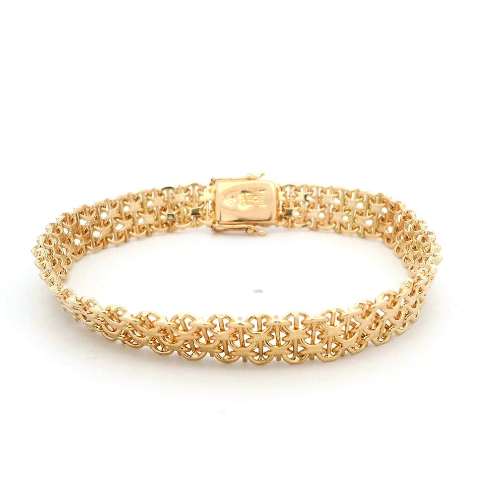 Pulsera Oro Rosado 18K Malla Bismark