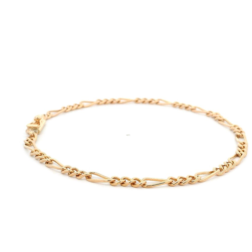 Pulsera Oro Rosado 18K Fígaro 3x1