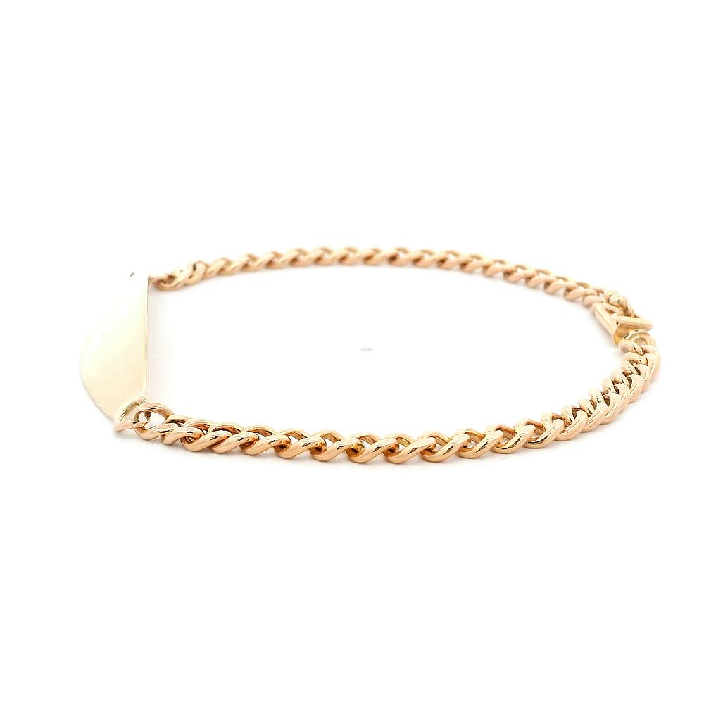 Pulsera Oro Rosado 18K BarbadA Con Placa