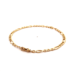 Pulsera De Oro Amarillo 18K Fígaro 3X1