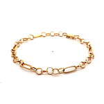 Pulsera De Oro Amarillo 18K Rolo Intercalada 