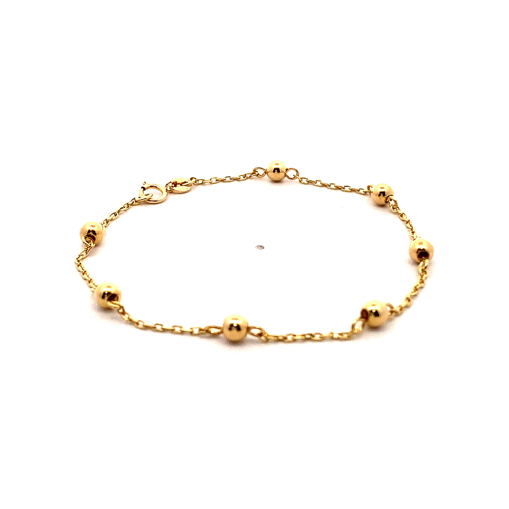 Pulsera De Oro Amarillo 18K Limada Con Esferas