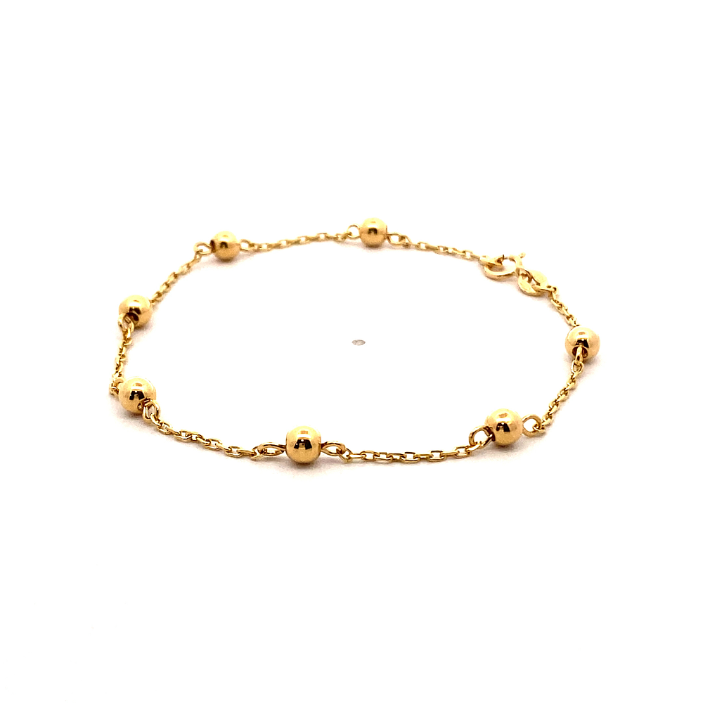 Pulsera De Oro Amarillo 18K Limada Con Esferas