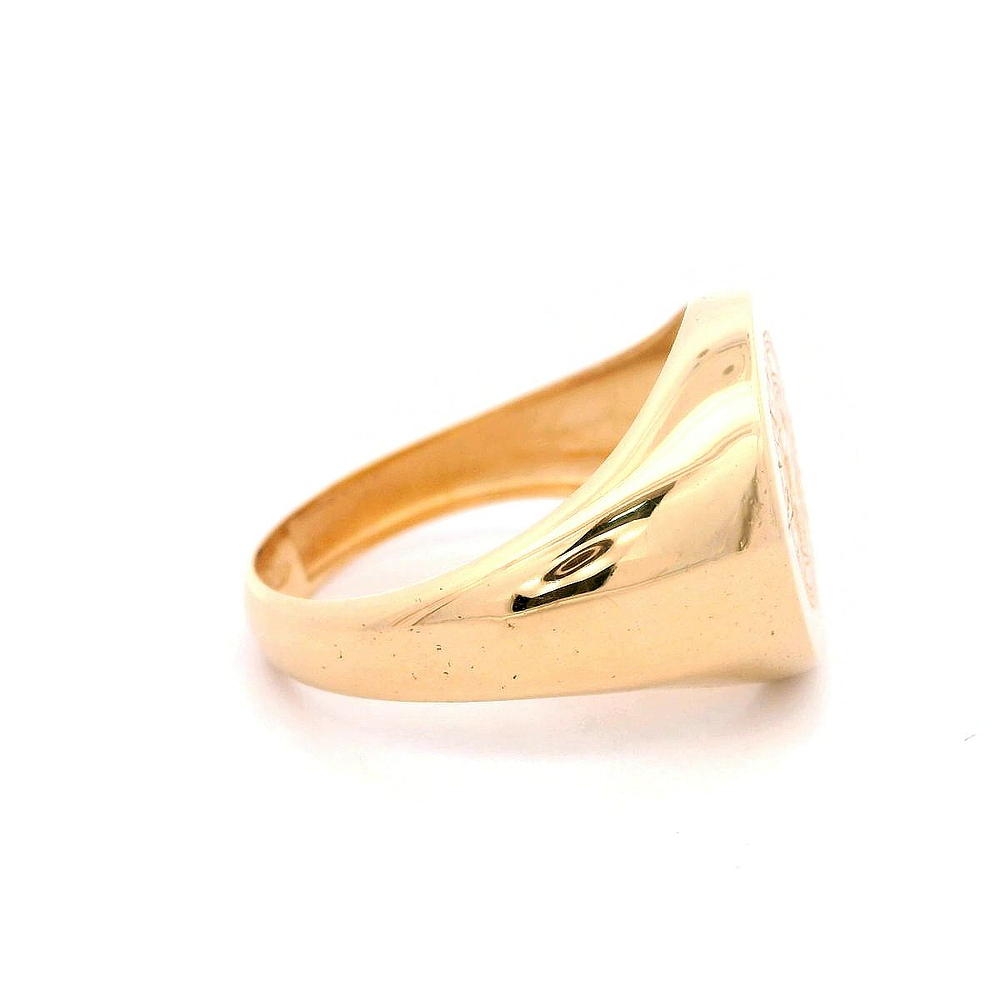 Anillo de Oro 18K con Sello Tallado Geográfico  Talla 23