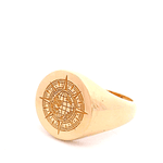 Anillo de Oro 18K con Sello Tallado Geográfico  Talla 23