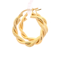 Aros Oro Amarillo 18K - Argollas Entorchadas Texturizadas