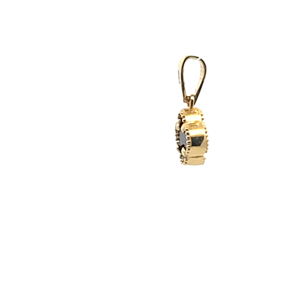 Colgante Oro Amarillo 18K - Trébol con Piedra Negra y Valier