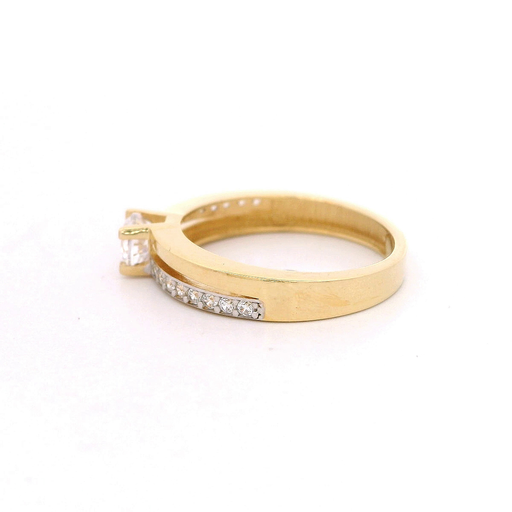 Anillo Oro Amarillo 18K - Cintillo Doble con Piedras Incoloras