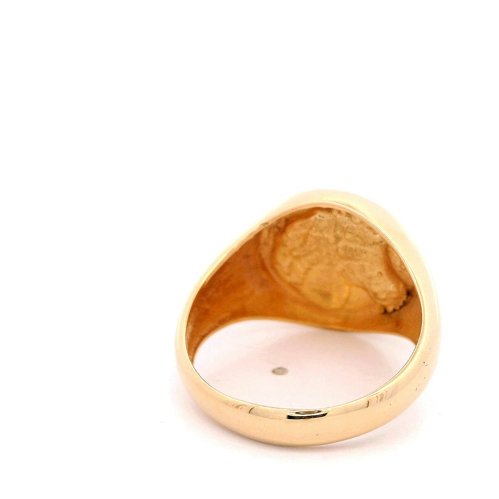 Anillo de Oro Amarillo 18K Caballo Tallado Circular 