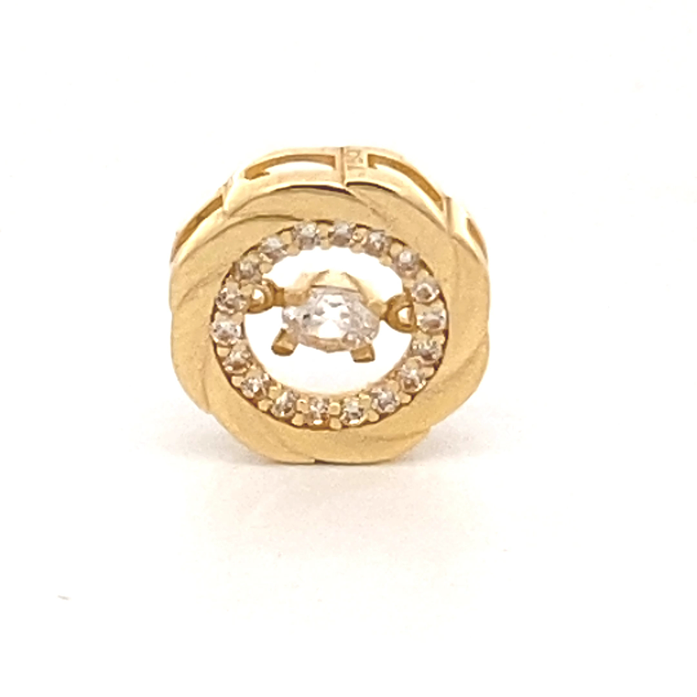 Colgante de Oro Amarillo 18K Circular Tallado Con Punto De Luz