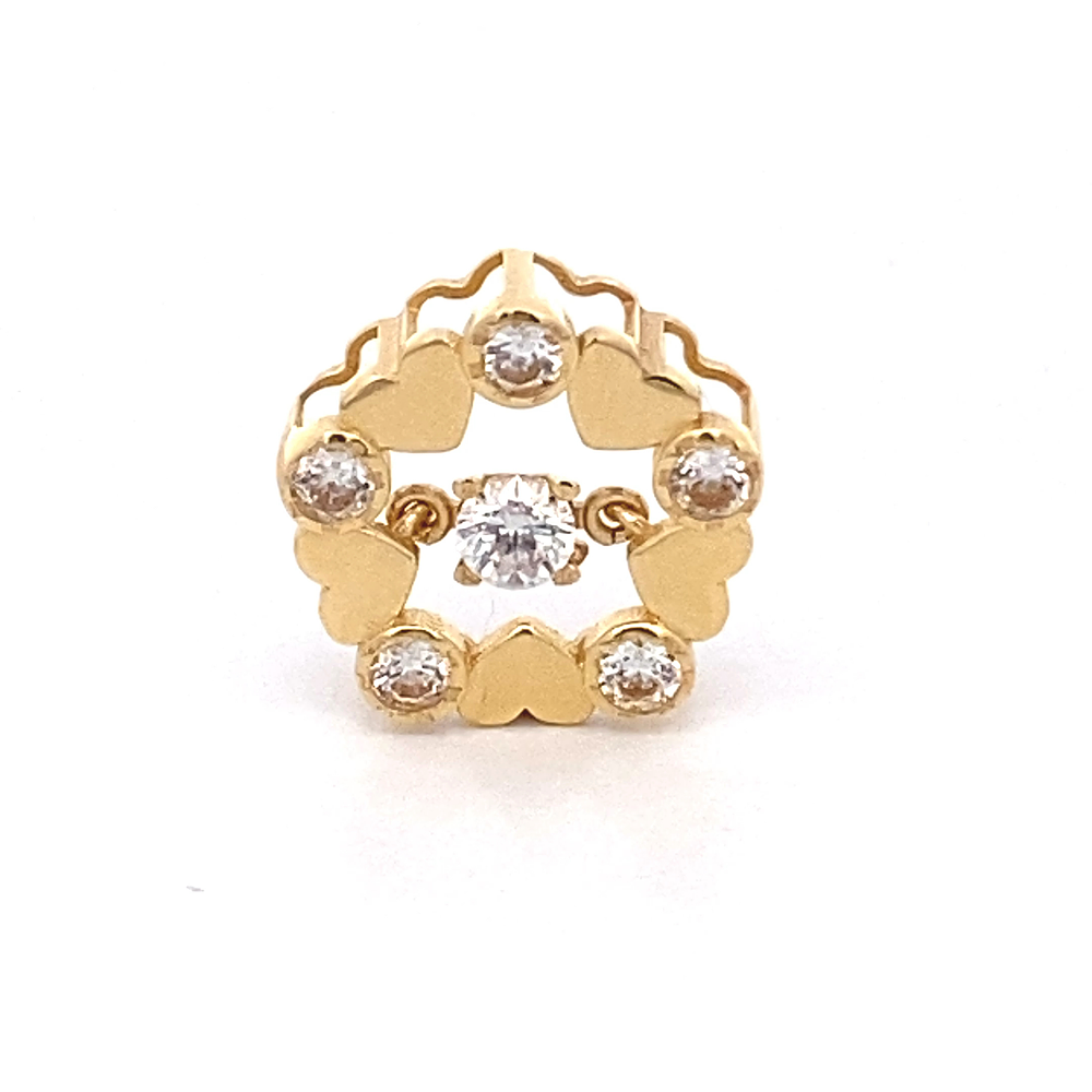 Colgante de Oro Amarillo 18K Flor Con Corazones Y Punto De Luz