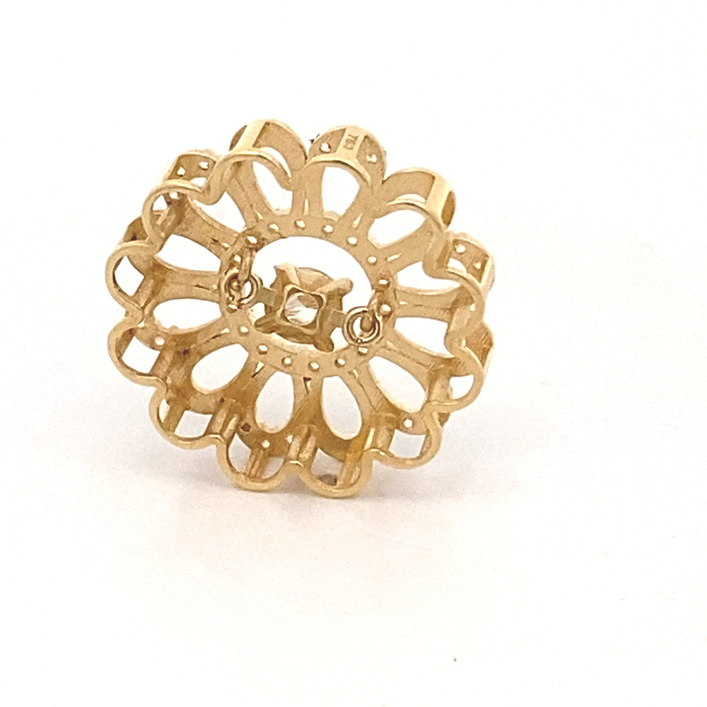 Colgante de Oro Amarillo 18K Flor Con Punto De Luz