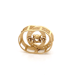 Colgante de Oro Amarillo 18K Doble Circulo Con Punto De Luz