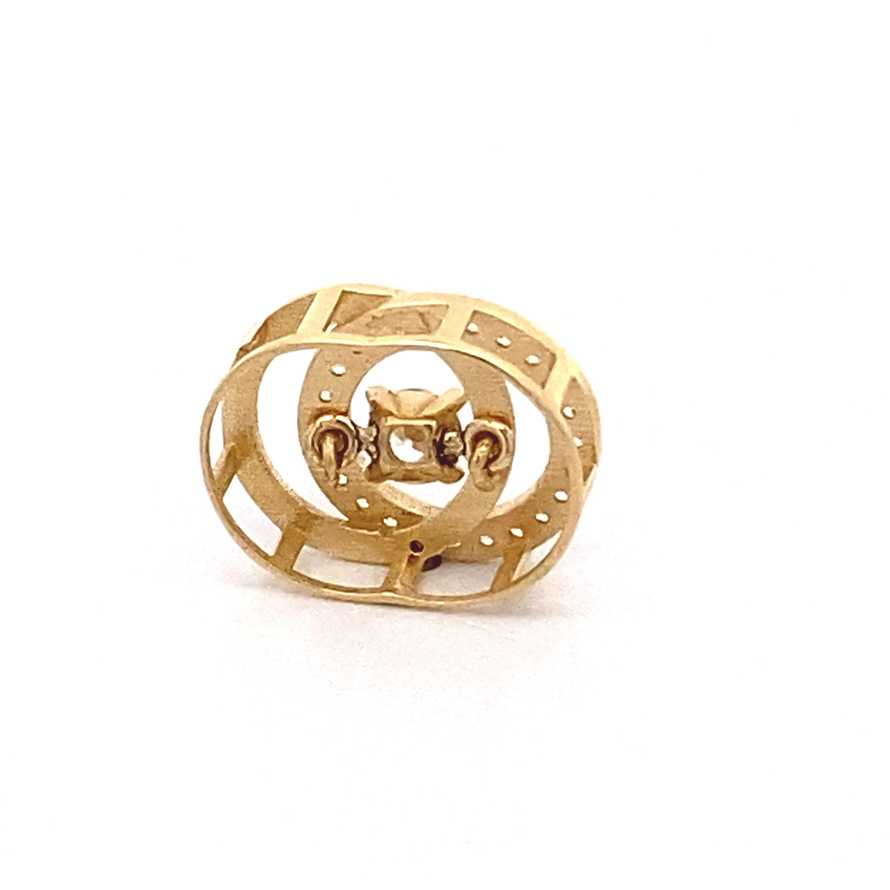 Colgante de Oro Amarillo 18K Doble Circulo Con Punto De Luz