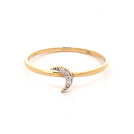 Anillo de Oro Amarillo 18K Simple Luna