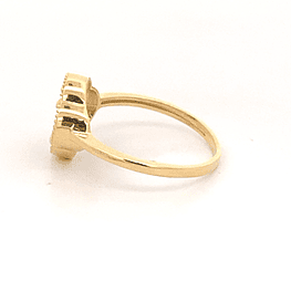 Anillo de Oro Amarillo 18K Flor con Piedra Negra