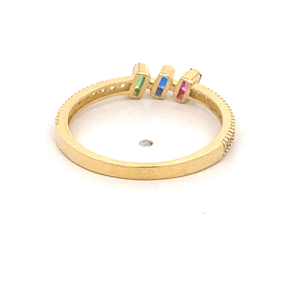 Anillo de Oro Amarillo 18K Cintillo con Piedras de Colores