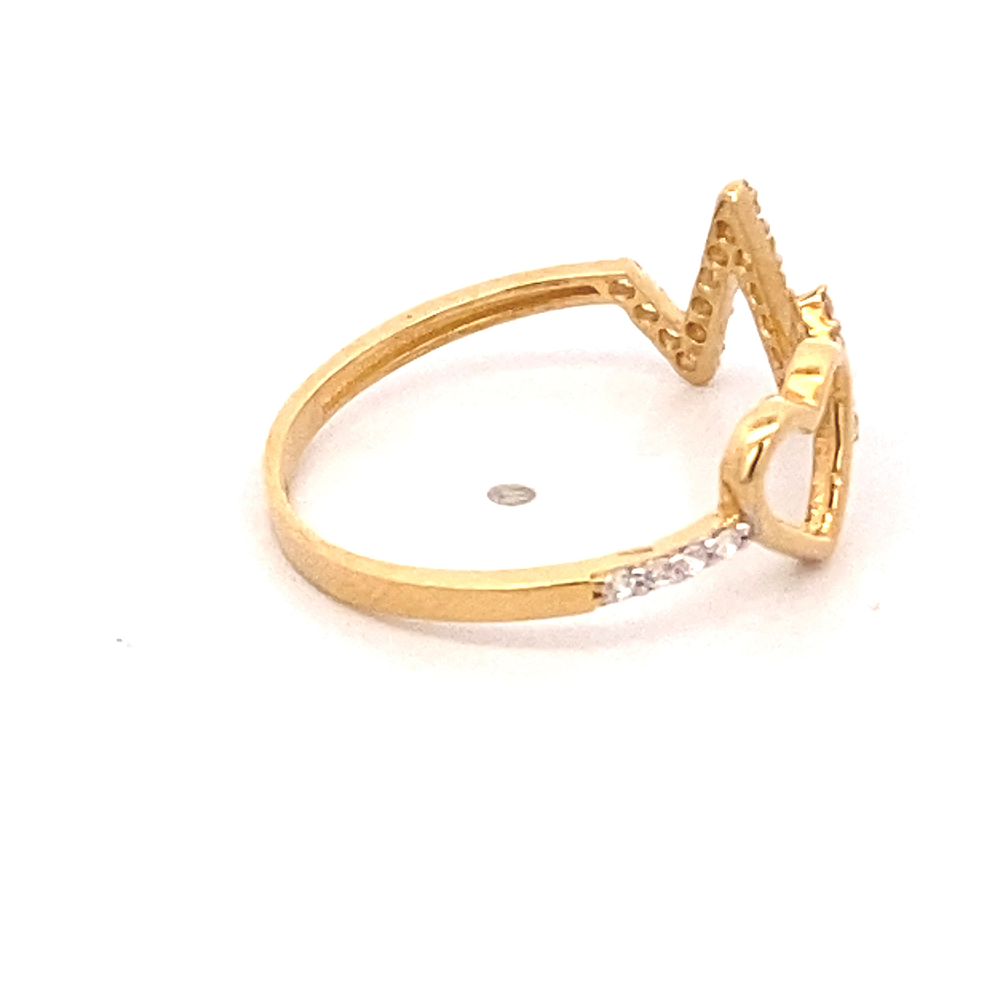 Anillo de Oro Amarillo 18K Corazón Calado con Micropiedras