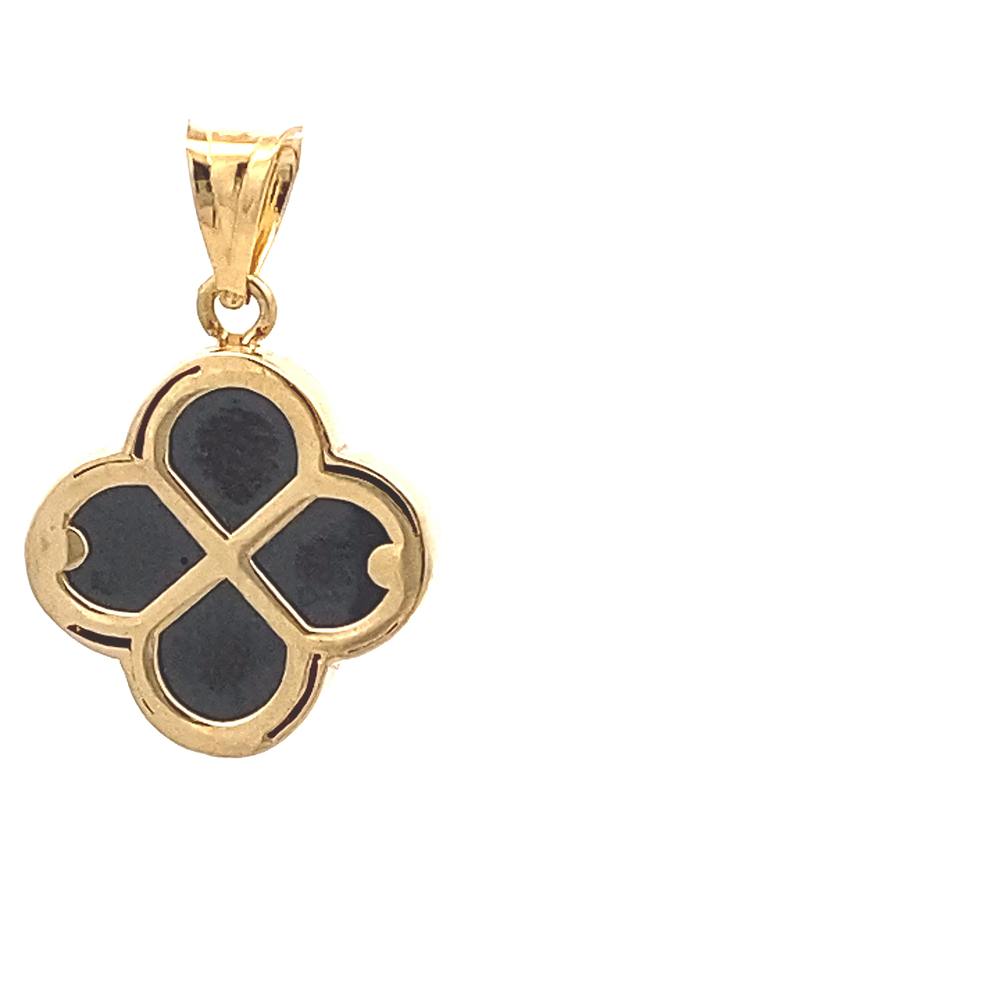 Colgante de Oro Amarillo 18K Flor con Piedra Negra