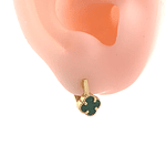 Aros de Oro Amarillo 18K Colgante con Flor y Piedra Verde