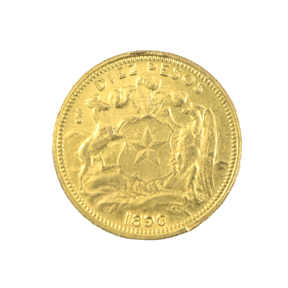 Moneda Nacional 10 Pesos Chile Año 1896