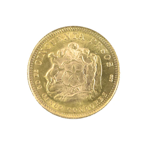 Moneda Nacional 50 Pesos Chilenos (5 Cóndores) Año 1958