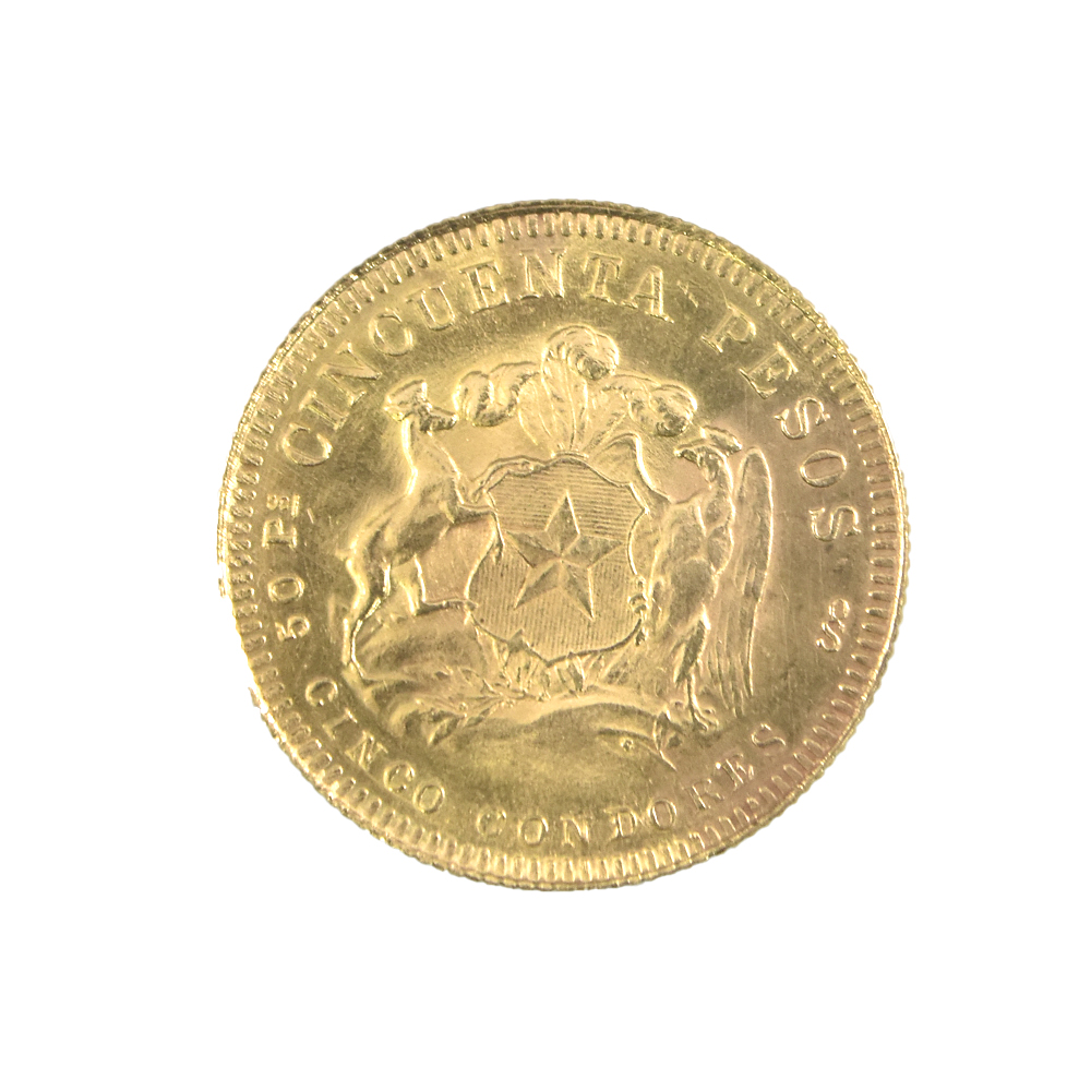 Moneda Nacional 50 Pesos Chilenos (5 Cóndores) Año 1961