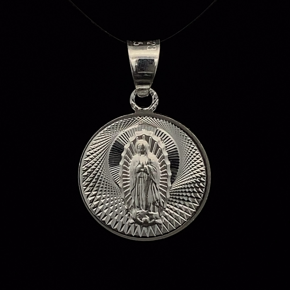 Colgante de Plata 925 Medalla Virgen Tallada