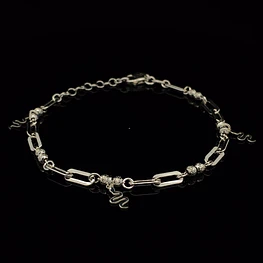 Pulsera de Plata 925 Eslabones con Esferas y Colgante Serpiente