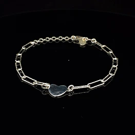 Pulsera de Plata 925 Eslabones con Corazón
