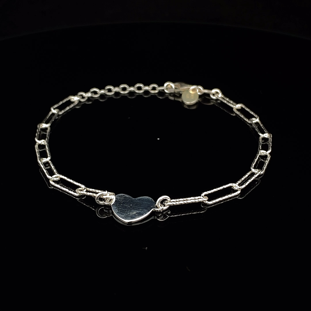 Pulsera de Plata 925 Eslabones con Corazón