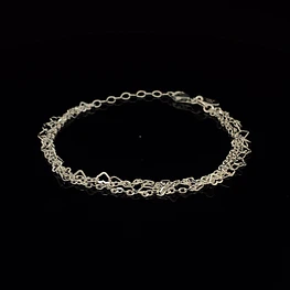 Pulsera de Plata 925 Limada Doble con Corazones