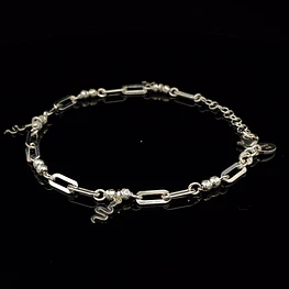 Pulsera de Plata 925 Eslabones con Esferas y Colgante Serpiente