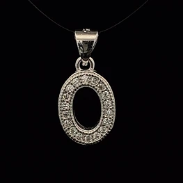 Colgante de Plata 925 Letra O con Piedras Incoloras